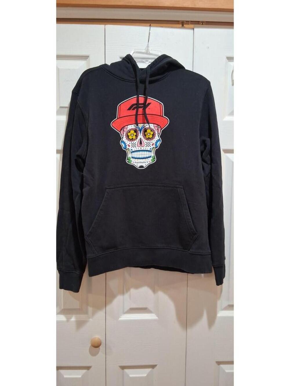 Mens Formula 1 One F1 Hoody Hooded Sweatshirt Black Sugar Skull Size M